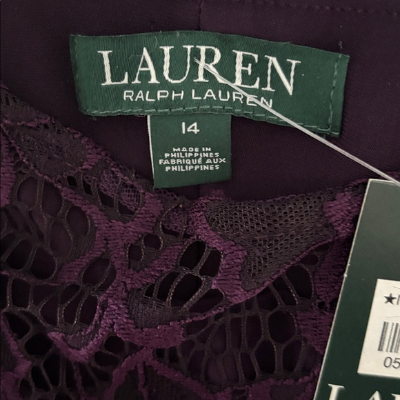 Ralph Lauren | Deep Purple Lace Long Sleeve Dress with bell sleeves - Picture 8 of 14